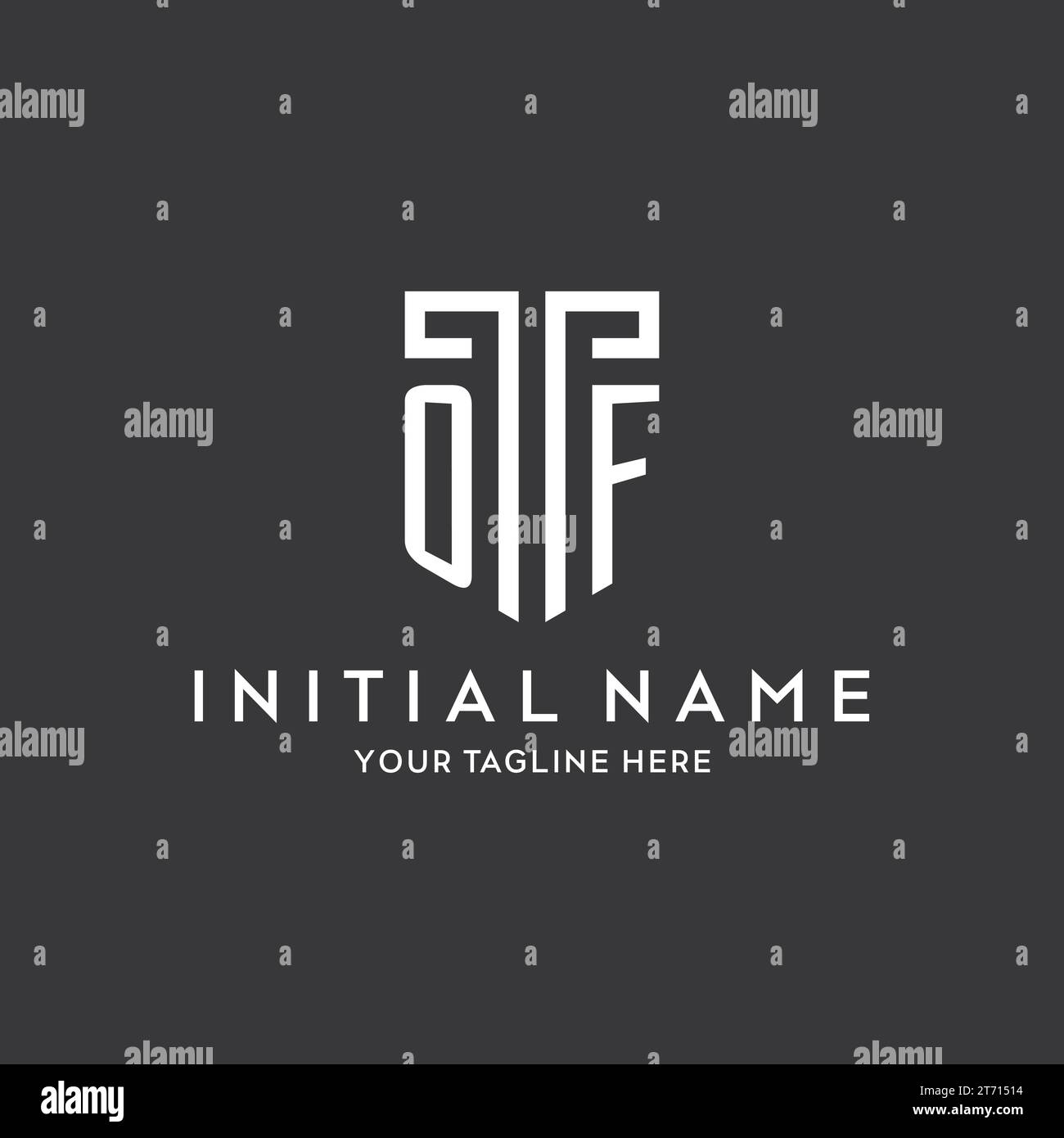 OF monogram initial name with shield shape icon design vector graphic Stock Vector