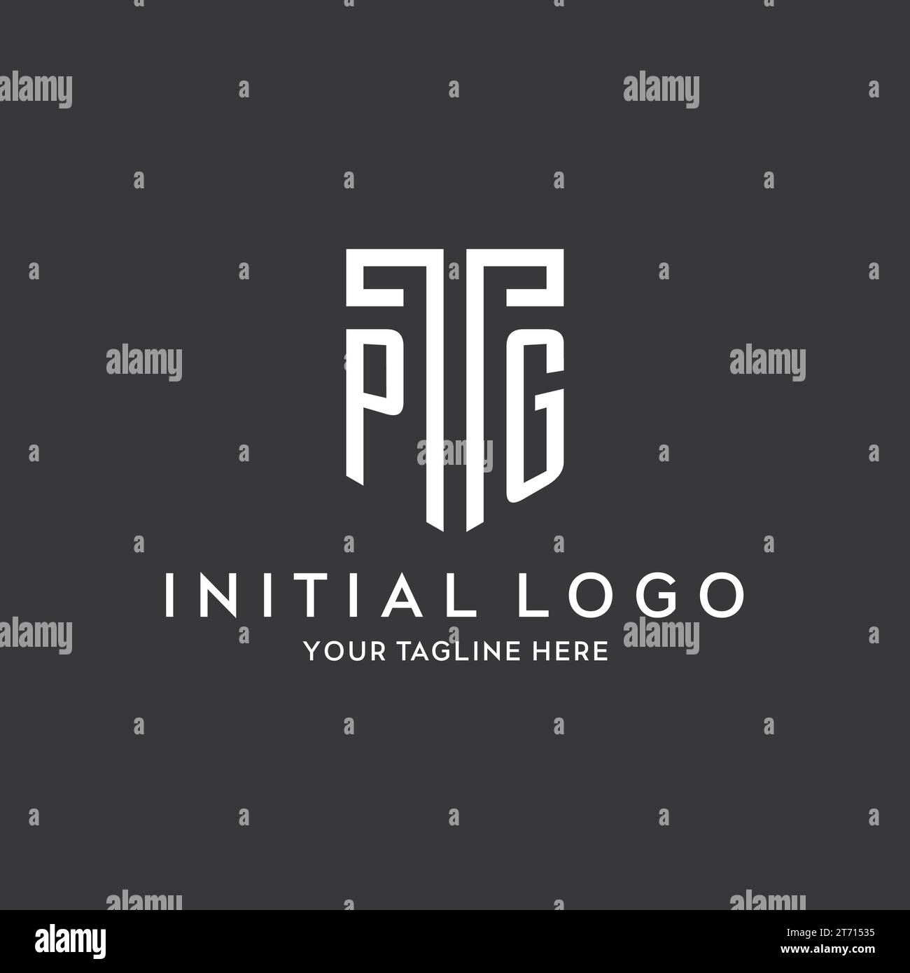 PG monogram initial name with shield shape icon design vector graphic Stock Vector