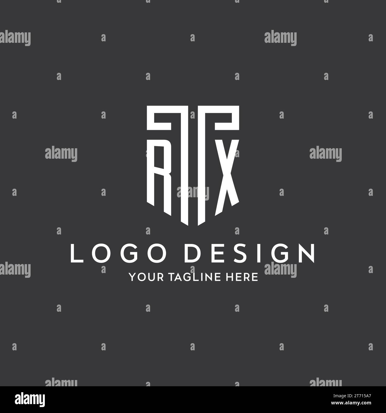 RX monogram initial name with shield shape icon design vector graphic Stock Vector