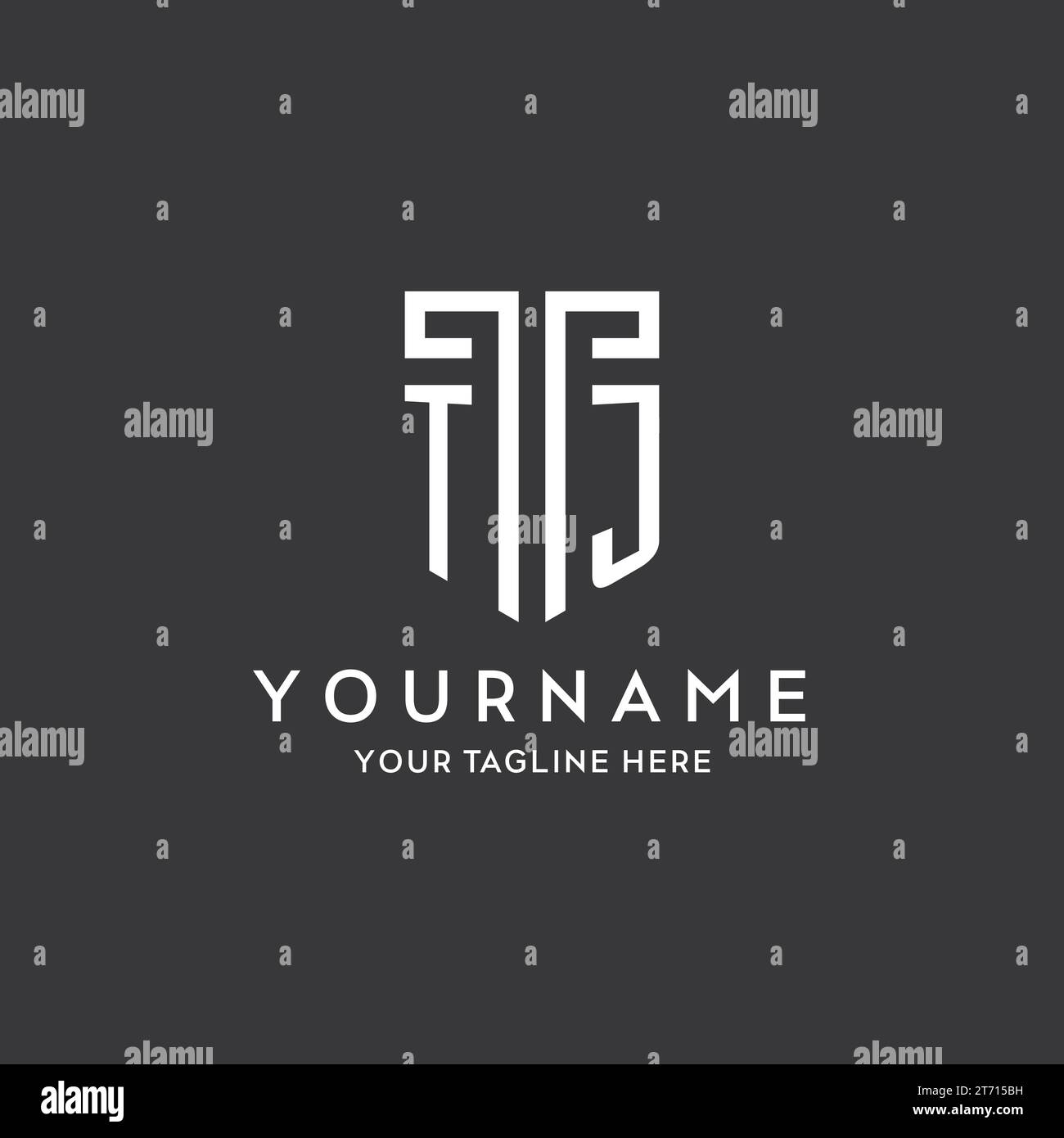 TJ monogram initial name with shield shape icon design vector graphic