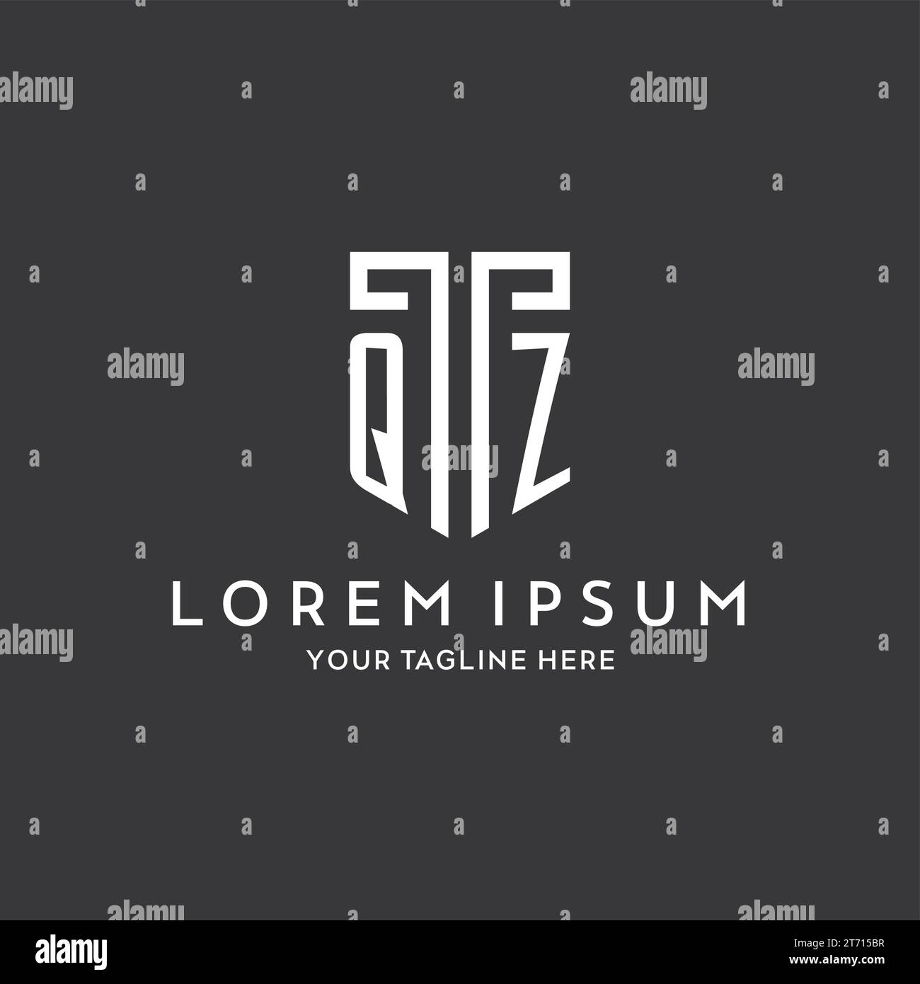 QZ monogram initial name with shield shape icon design vector graphic Stock Vector