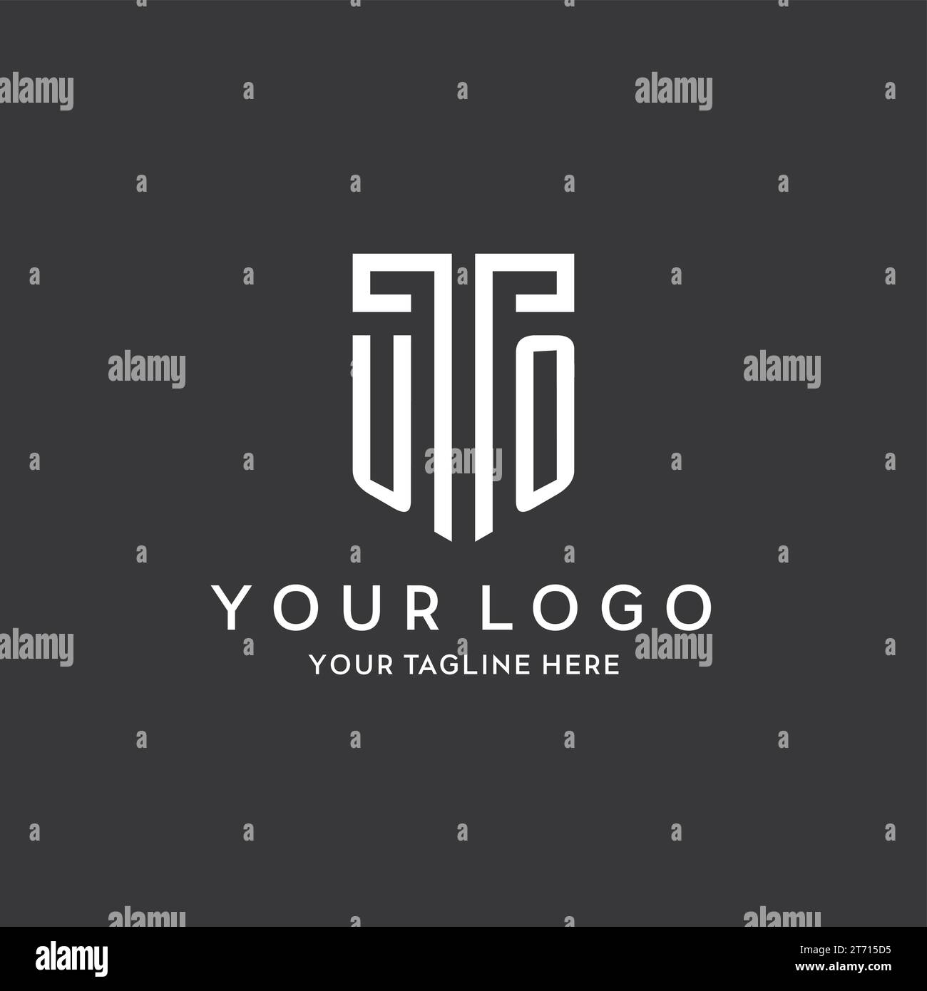 UO monogram initial name with shield shape icon design vector graphic ...