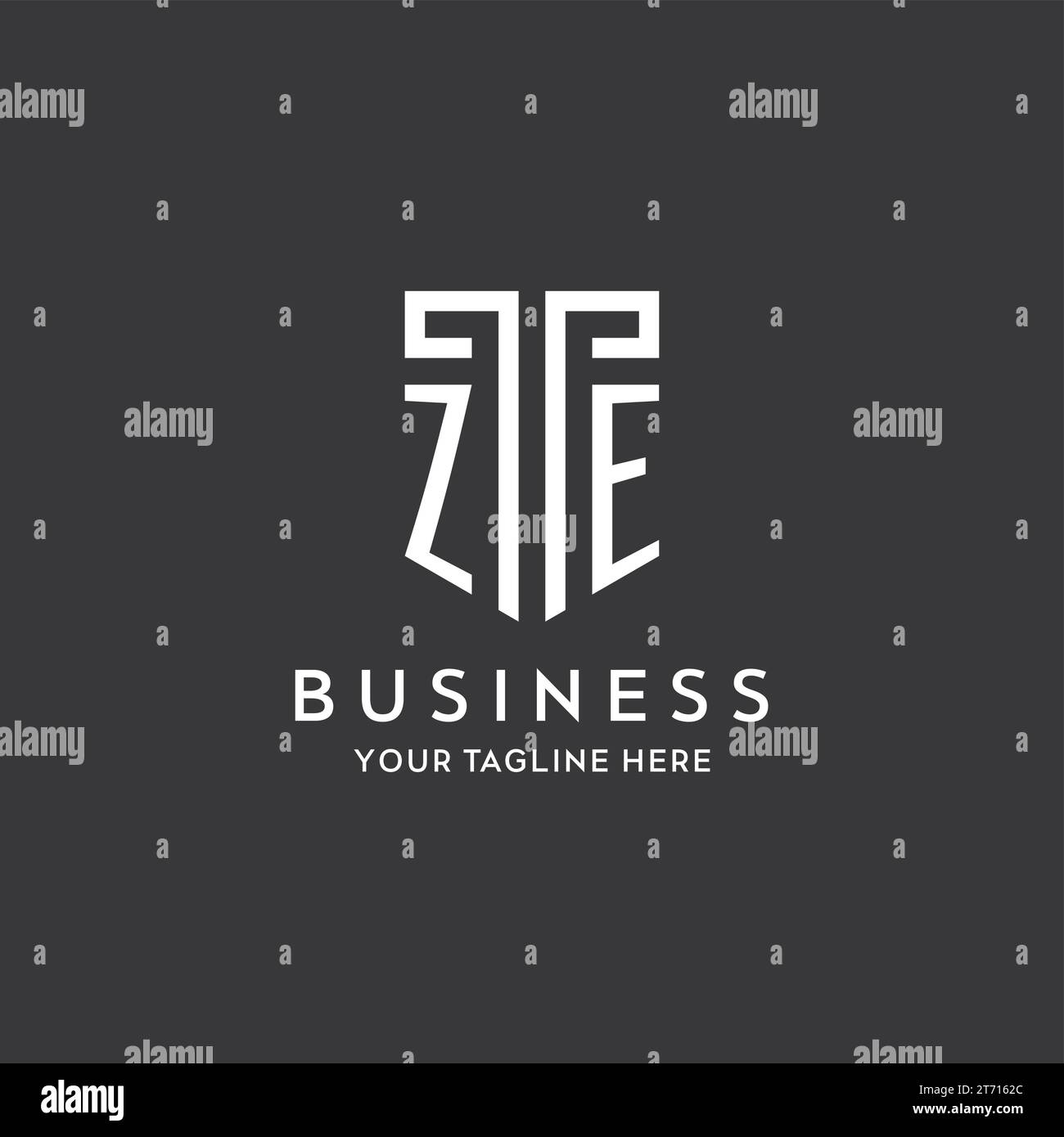 ZE monogram initial name with shield shape icon design vector graphic ...