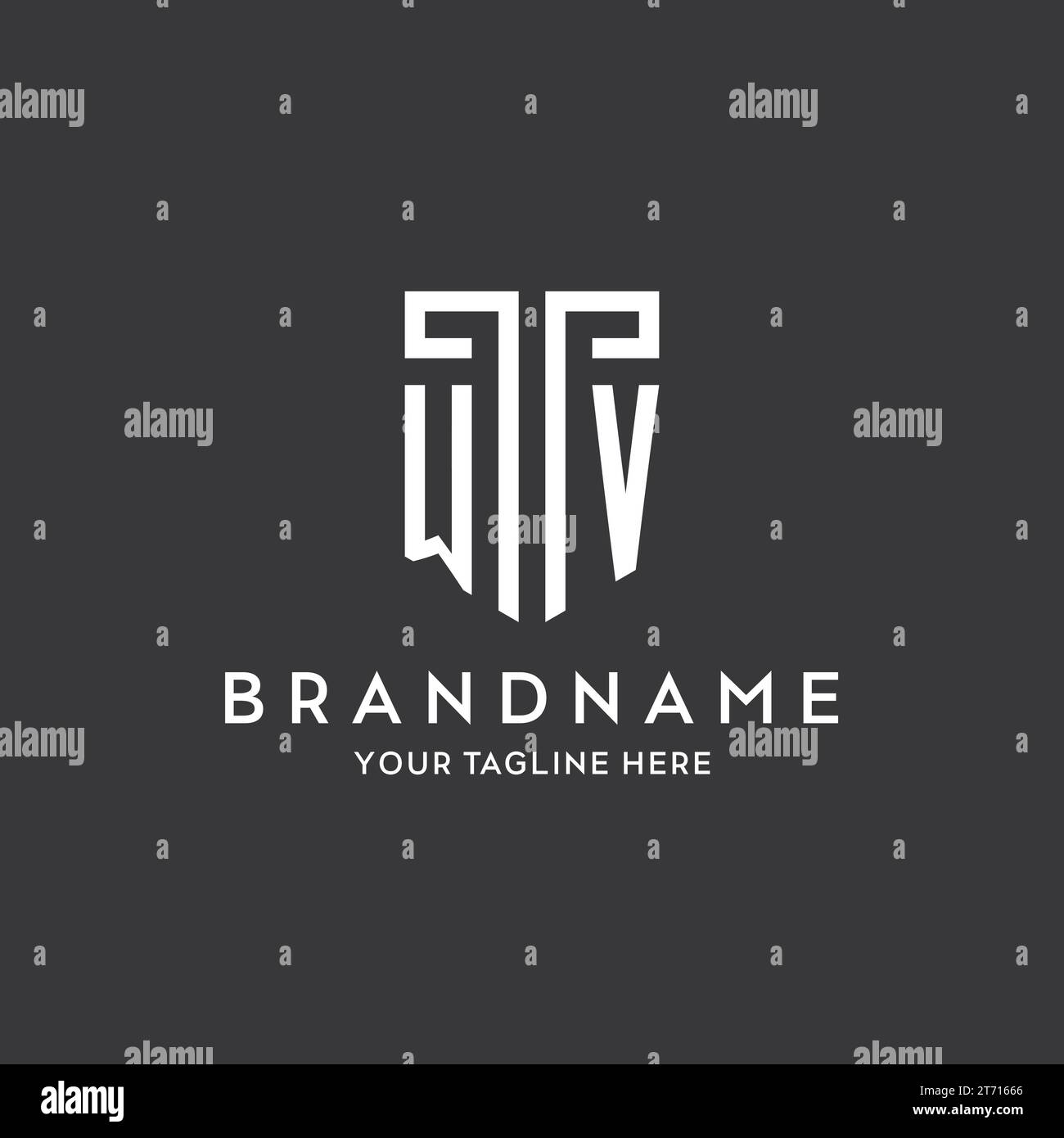 WV monogram initial name with shield shape icon design vector graphic Stock Vector