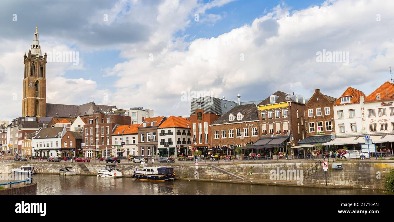 Panorama of the Roer river quayside in Roermond, Netherlands Stock Photo