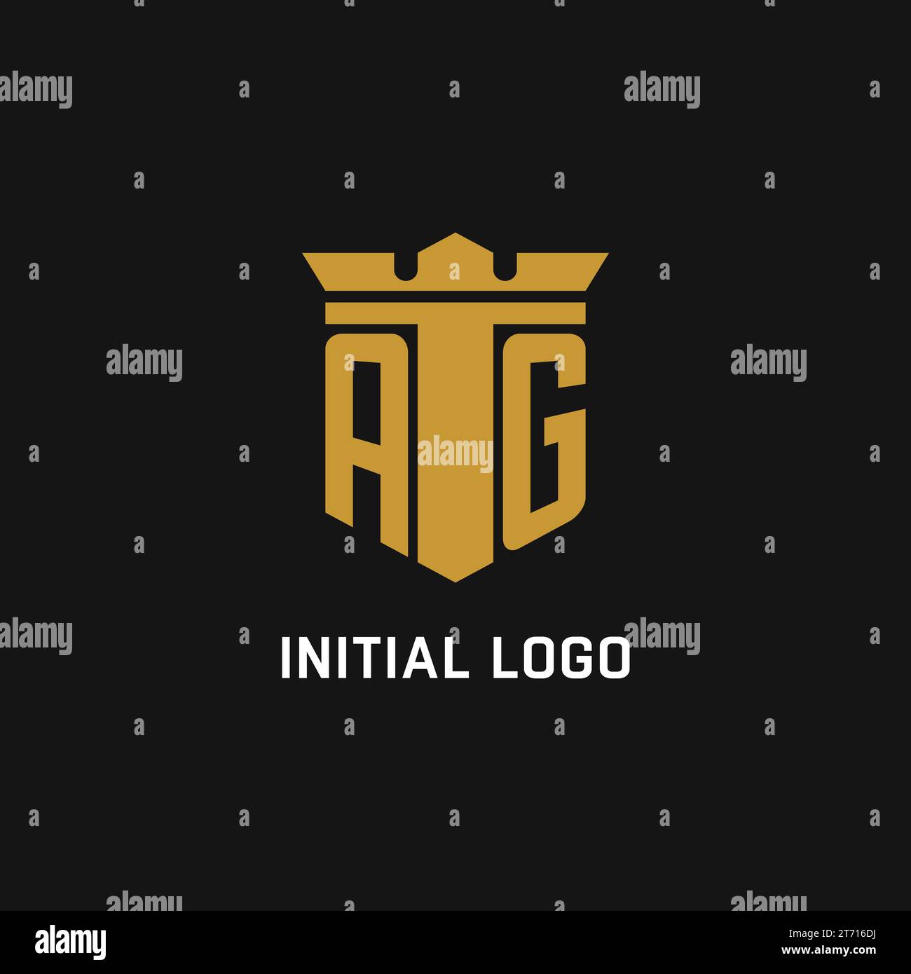 AG initial logo with shield and crown style design ideas Stock Vector