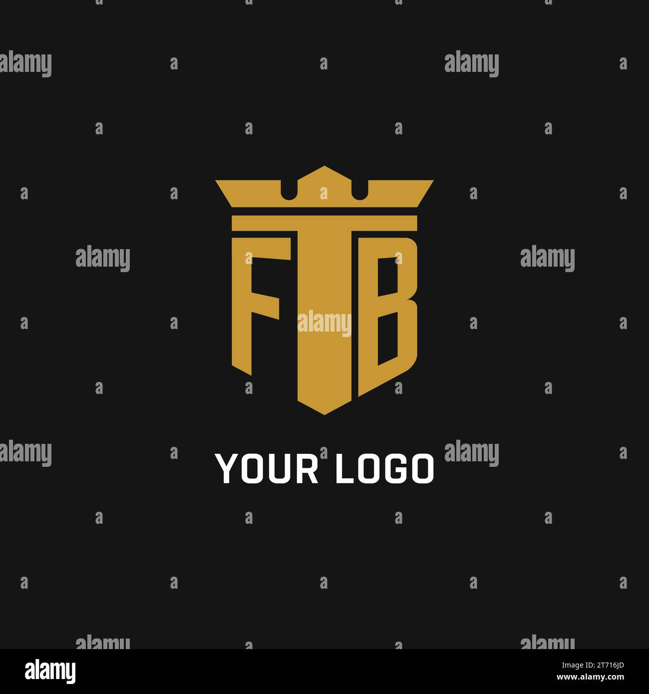 FB initial logo with shield and crown style design ideas Stock Vector