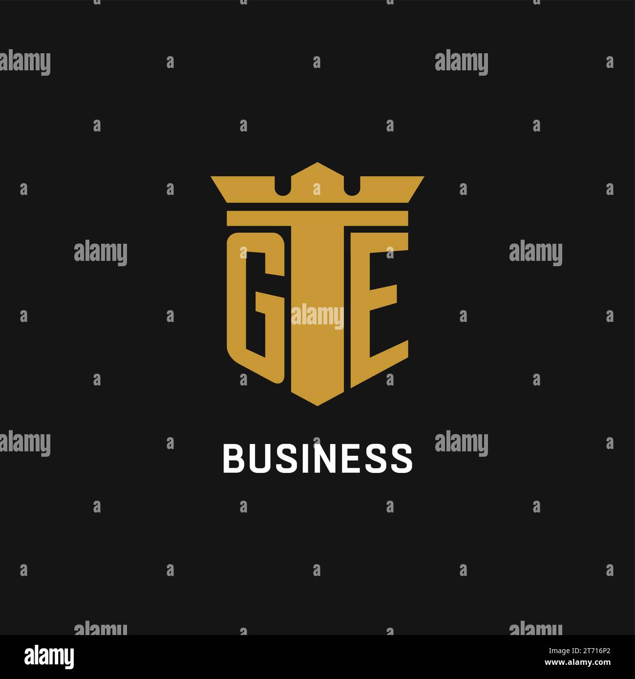 GE initial logo with shield and crown style design ideas Stock Vector
