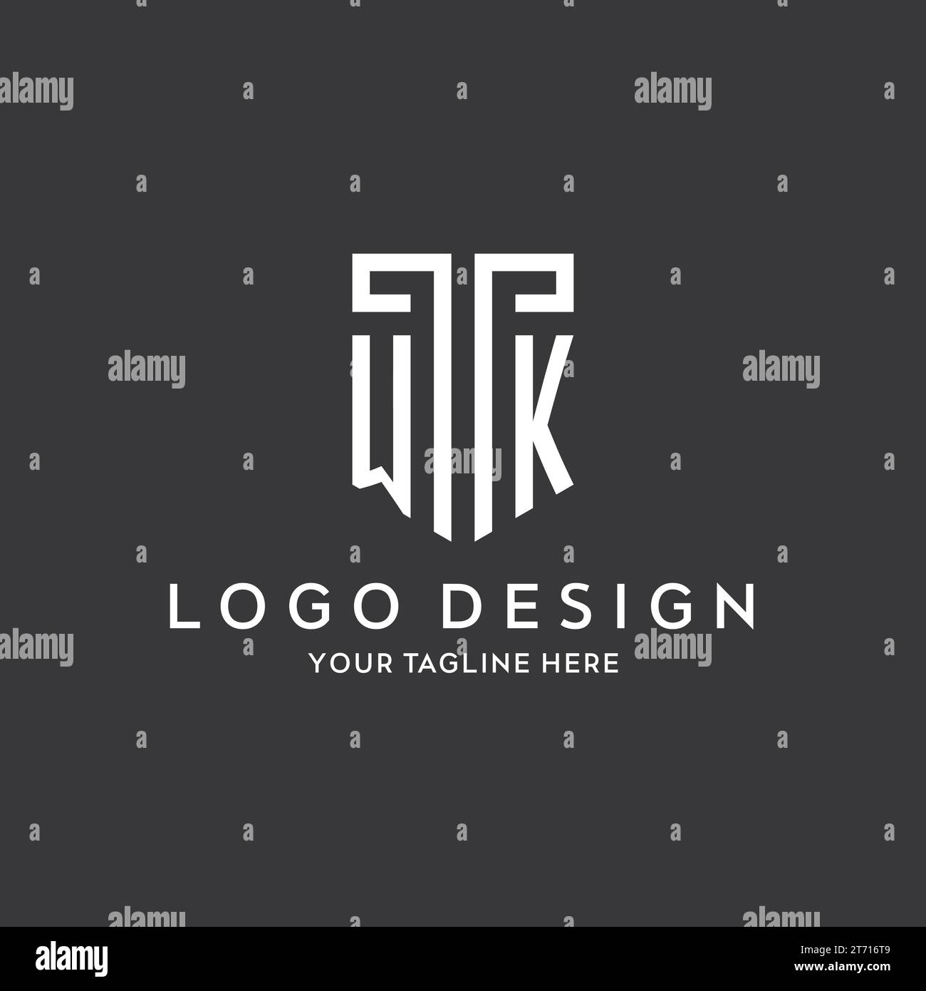 WK monogram initial name with shield shape icon design vector graphic ...