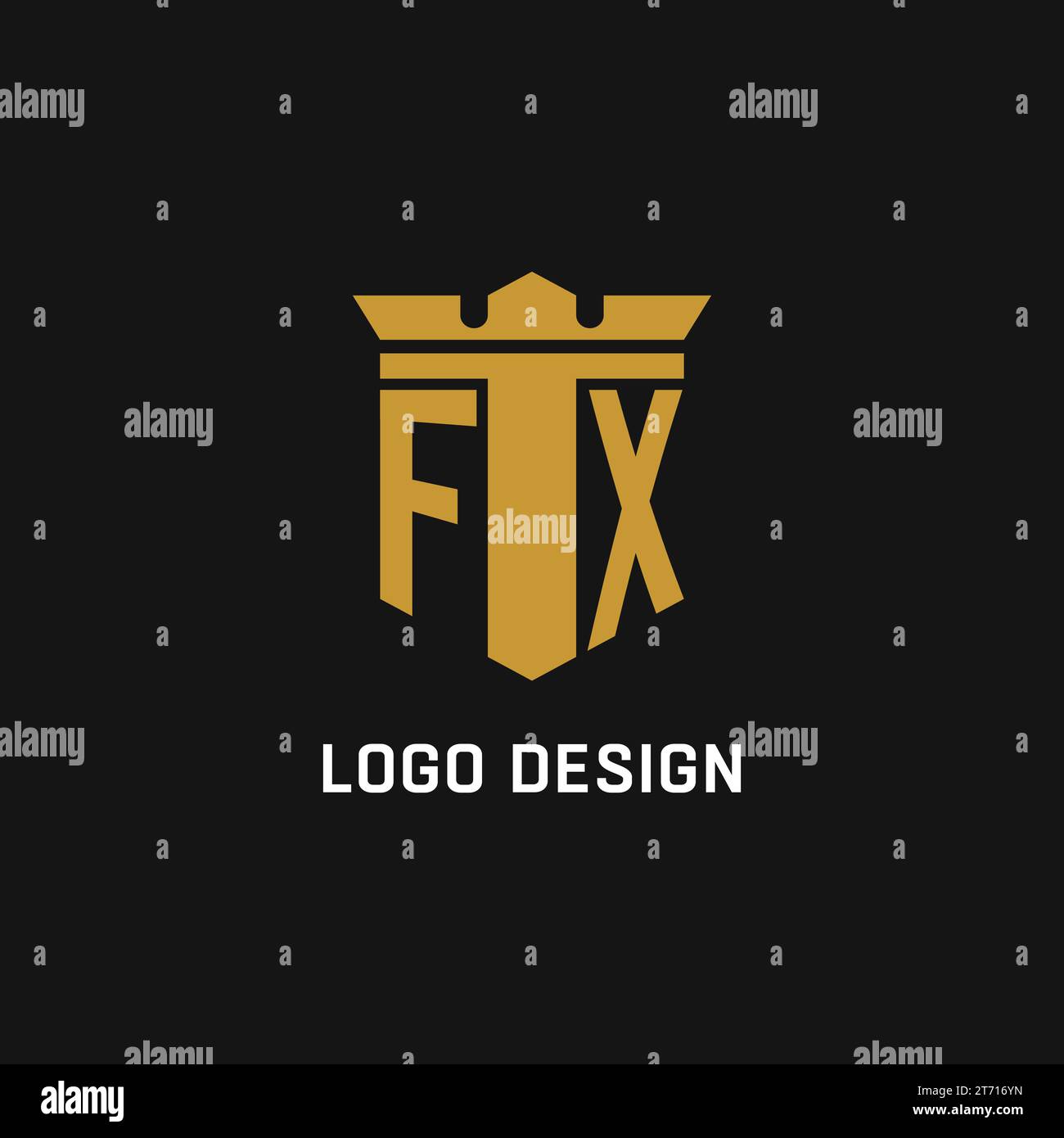FX initial logo with shield and crown style design ideas Stock Vector ...