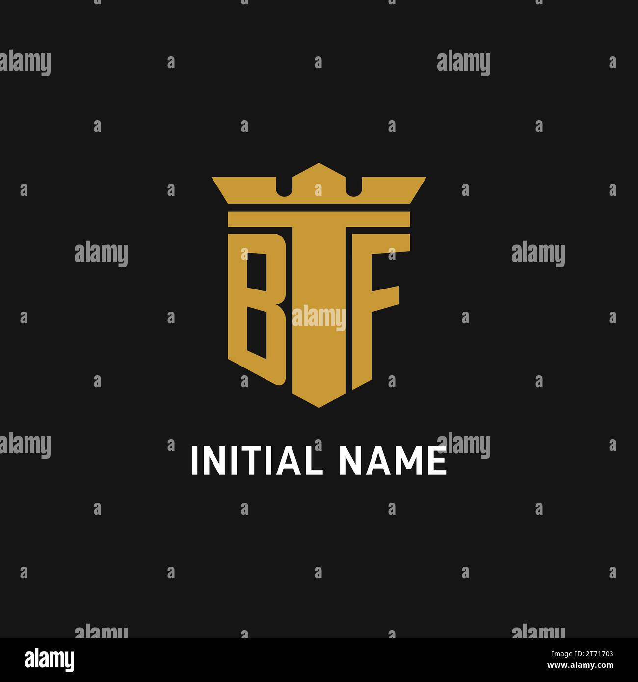 BF initial logo with shield and crown style design ideas Stock Vector