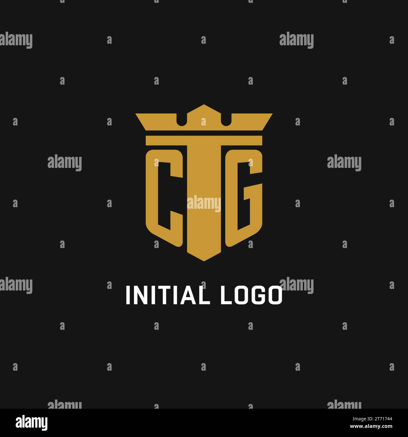 CG initial logo with shield and crown style design ideas Stock Vector
