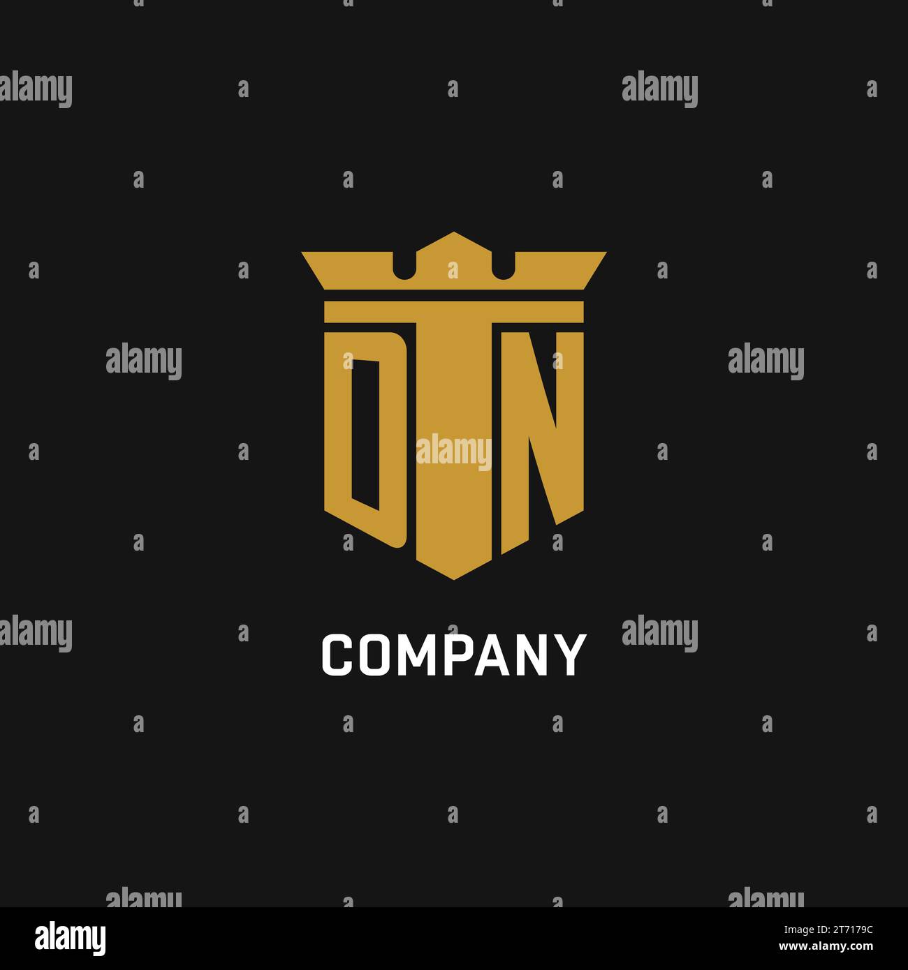 DN initial logo with shield and crown style design ideas Stock Vector