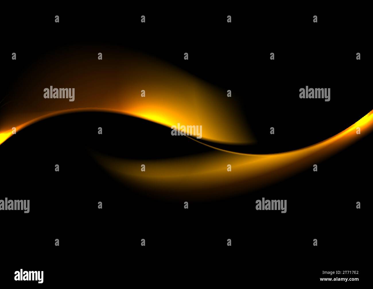 Liquid abstract golden waves on black background. Smooth blurred vector design Stock Vector
