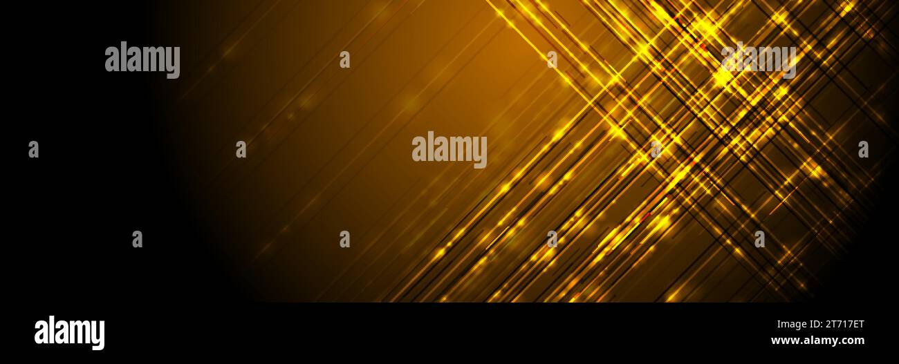 Tech geometric shiny sparkling orange abstract background. Vector banner design Stock Vector