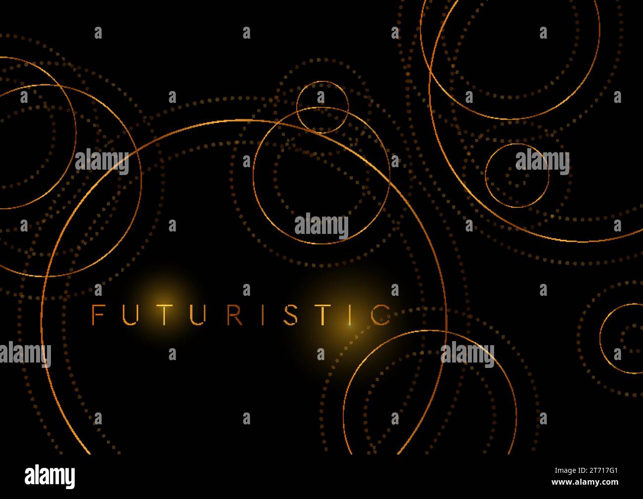Luxury golden circles abstract geometric tech background. Vector design Stock Vector