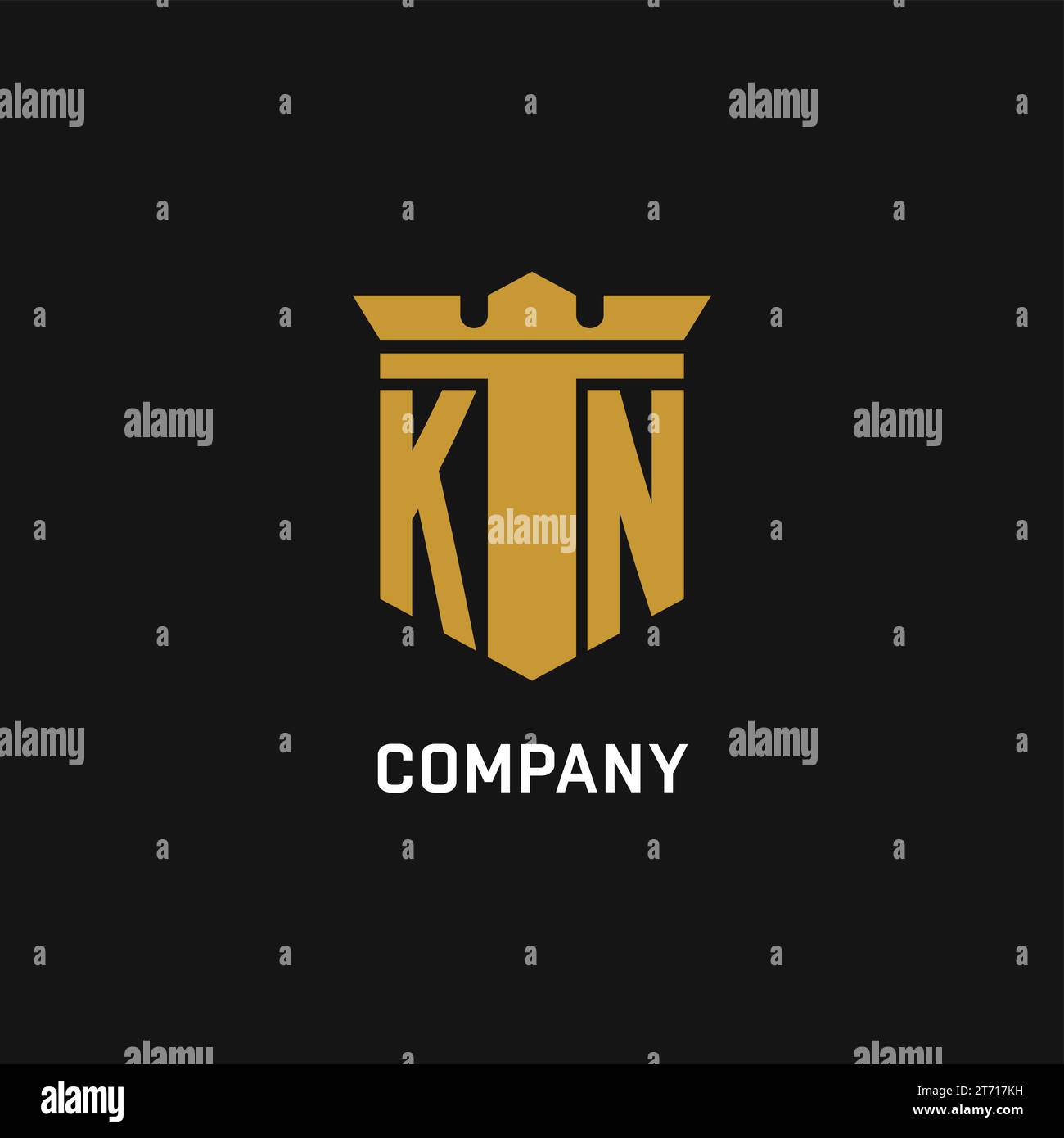 KN initial logo with shield and crown style design ideas Stock Vector