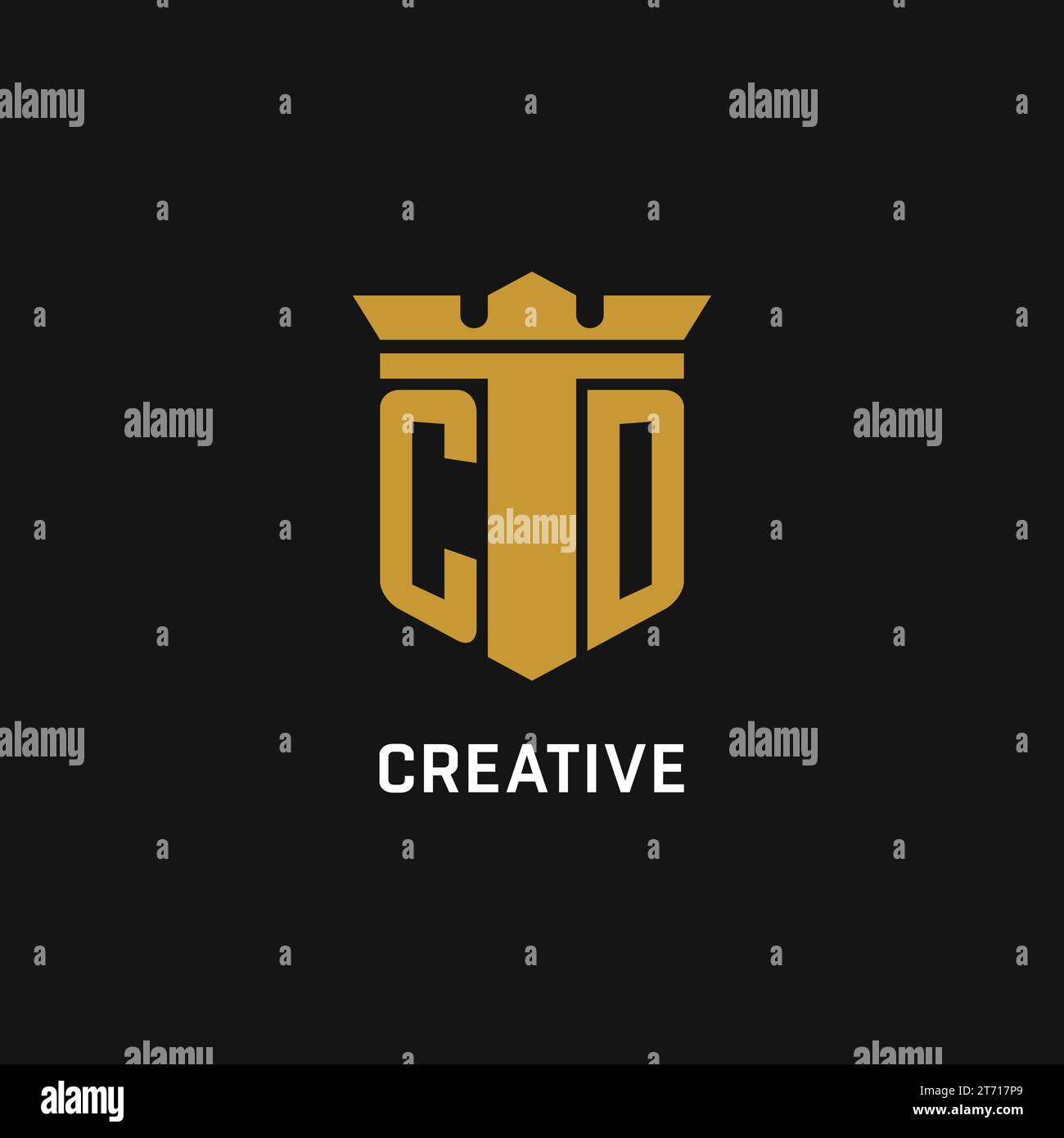 CD initial logo with shield and crown style design ideas Stock Vector
