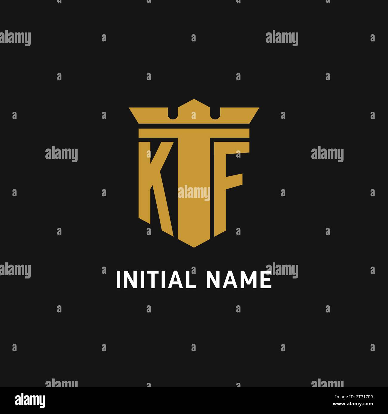 KF initial logo with shield and crown style design ideas Stock Vector
