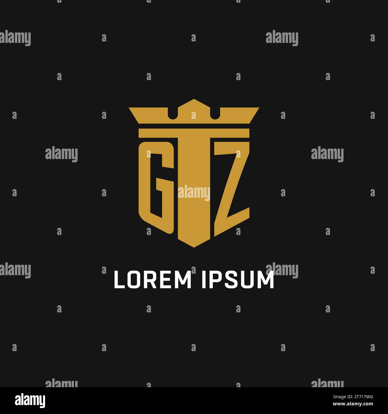 GZ initial logo with shield and crown style design ideas Stock Vector