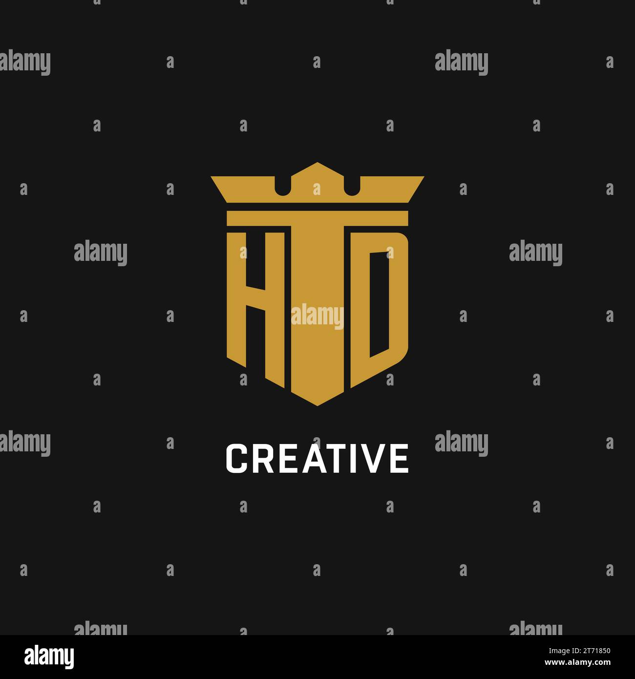 HD initial logo with shield and crown style design ideas Stock Vector