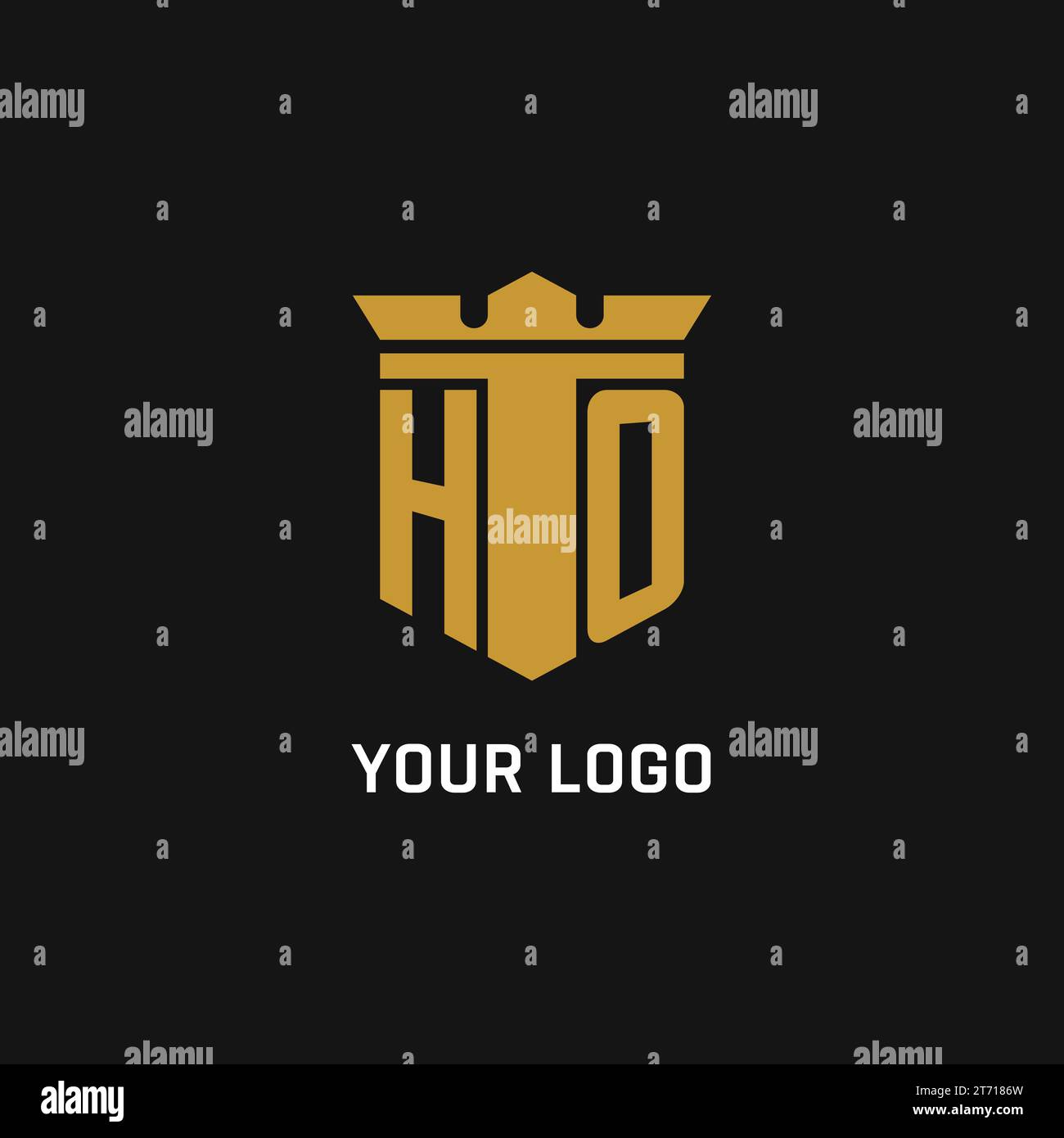 HO initial logo with shield and crown style design ideas Stock Vector