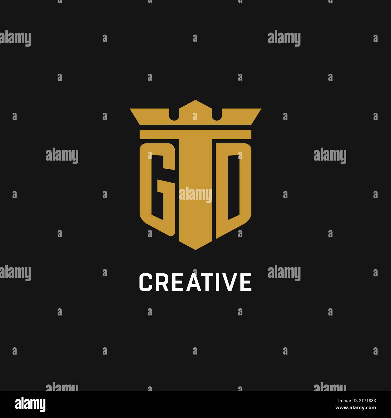 GD initial logo with shield and crown style design ideas Stock Vector