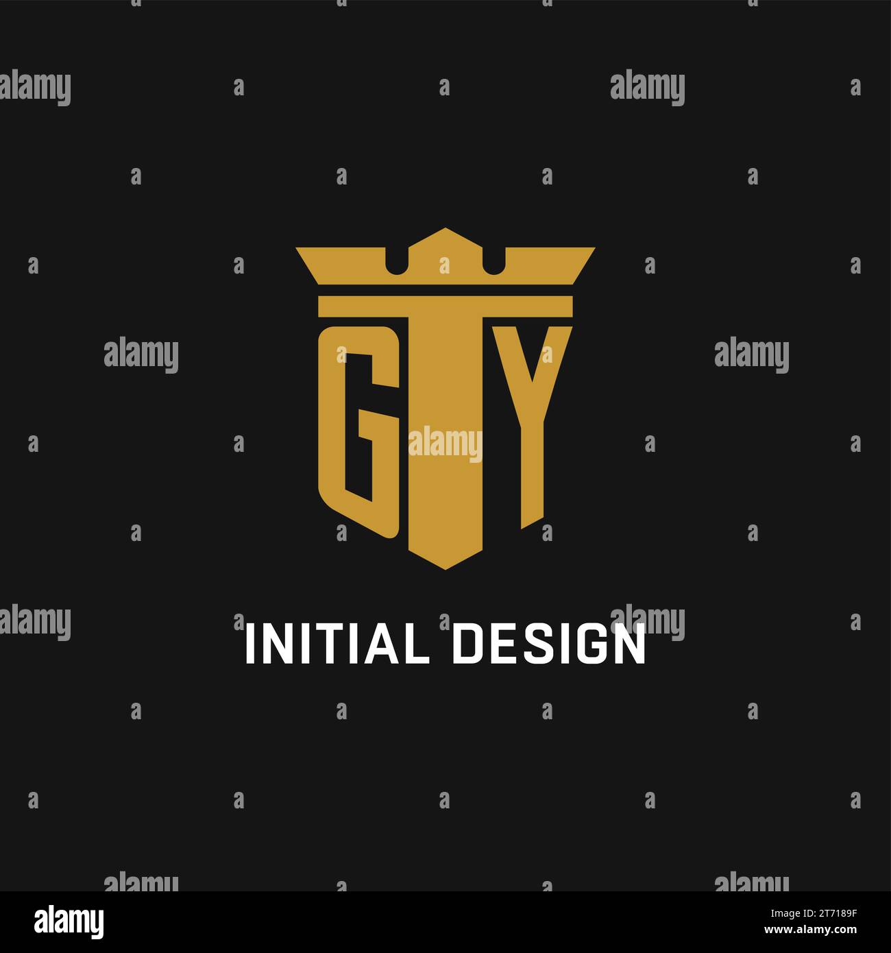 GY initial logo with shield and crown style design ideas Stock Vector