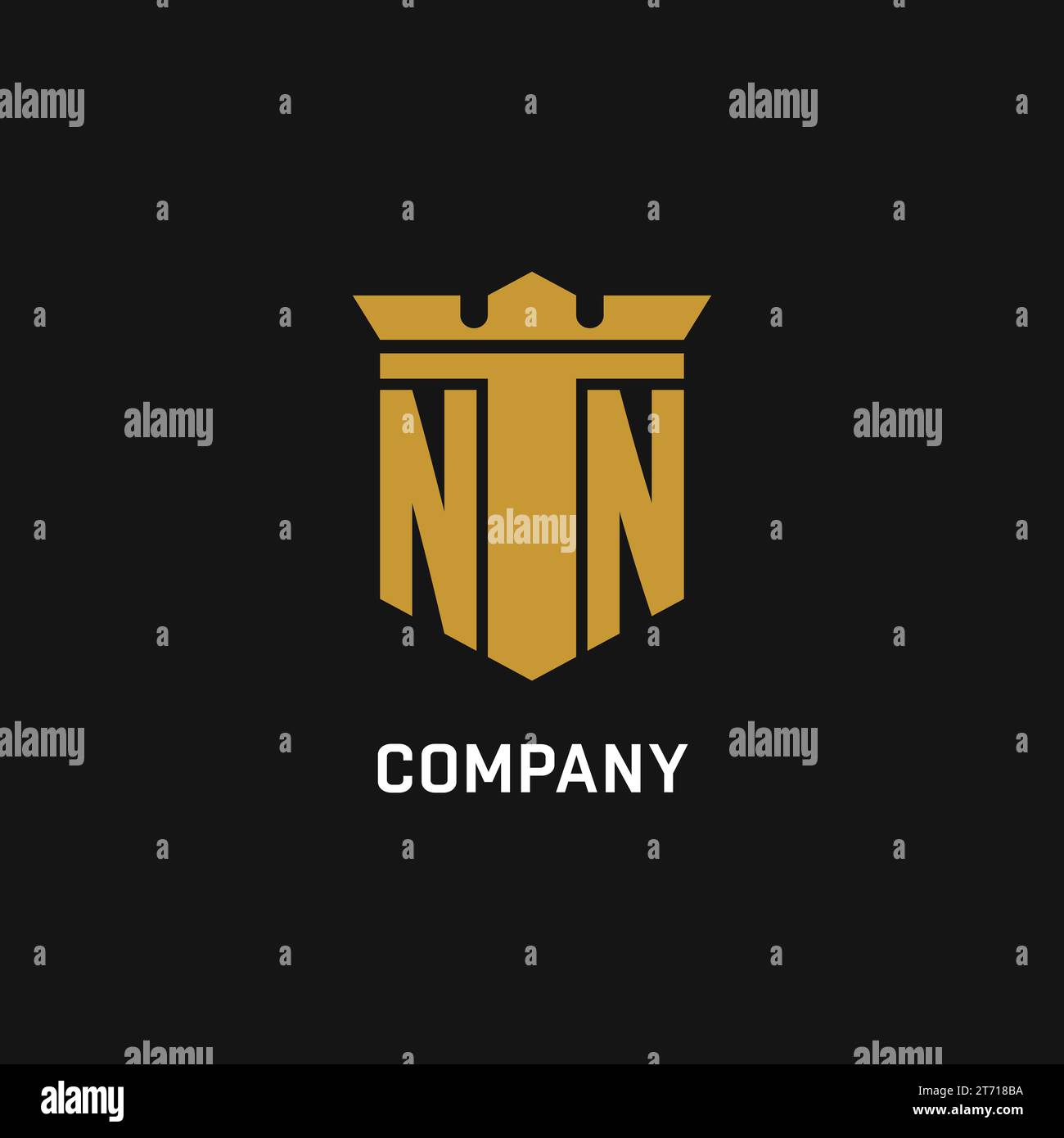 NN initial logo with shield and crown style design ideas Stock Vector