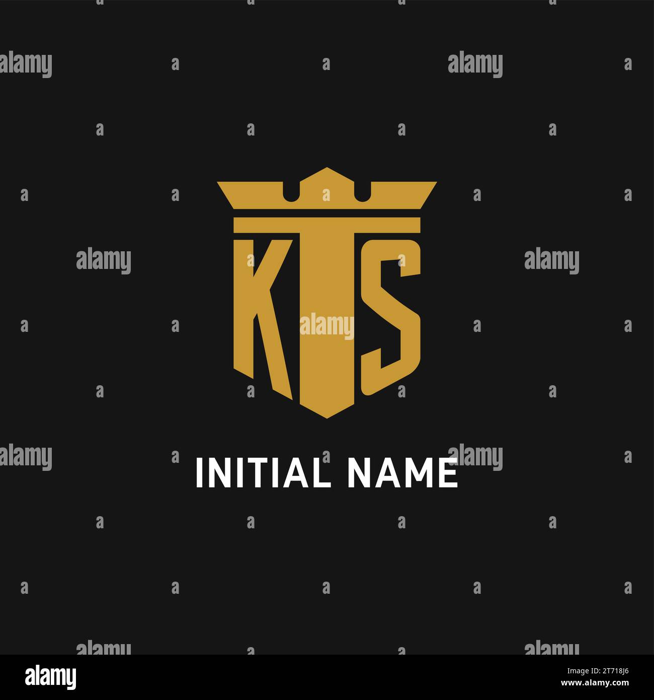 KS initial logo with shield and crown style design ideas Stock Vector