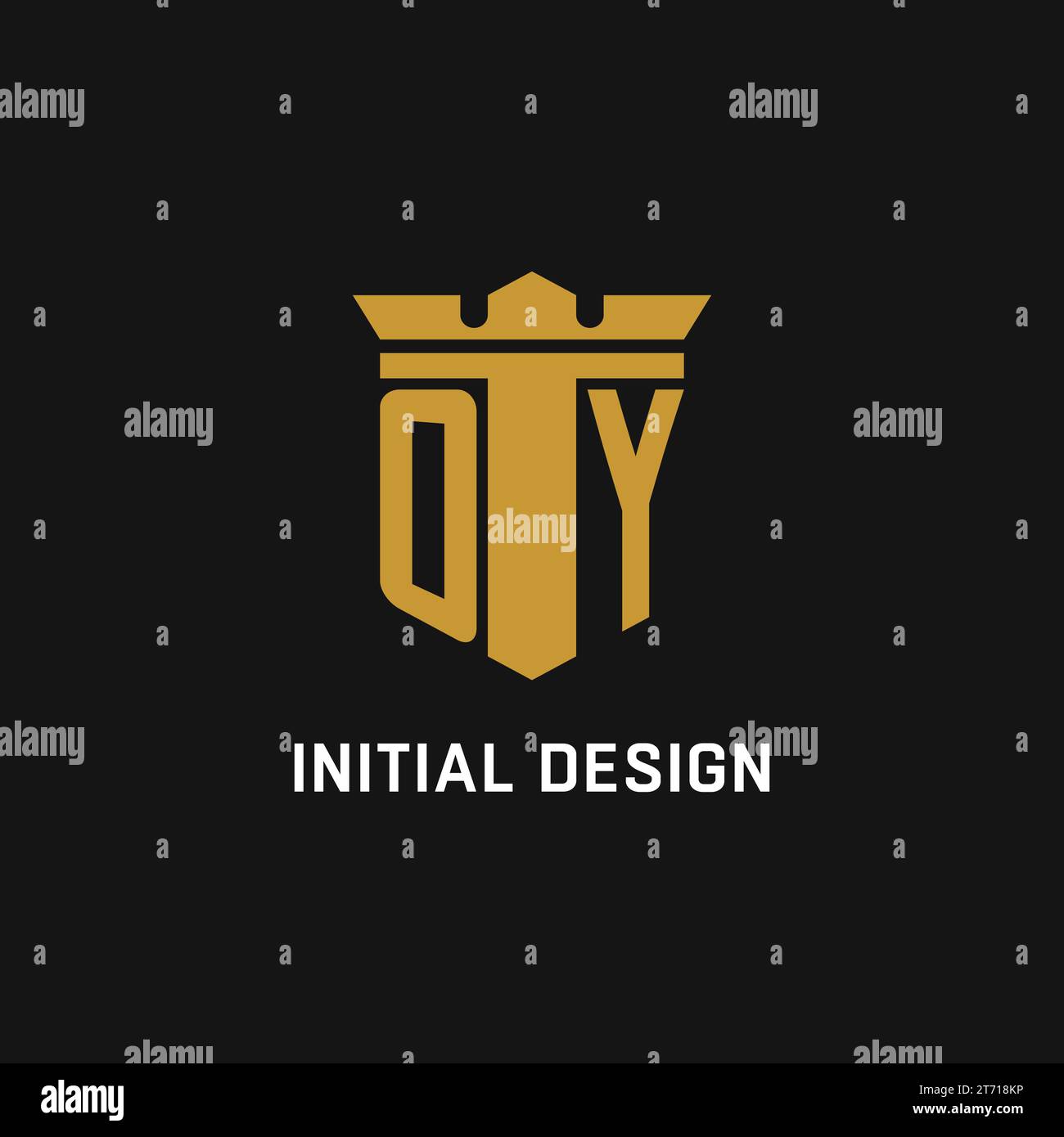 OY initial logo with shield and crown style design ideas Stock Vector