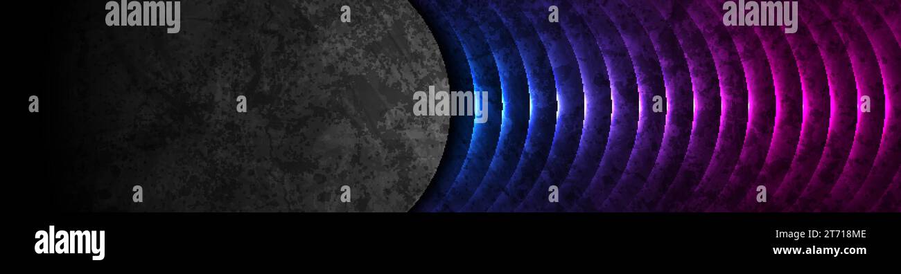 Grunge retro abstract background with blue purple neon laser lines ...