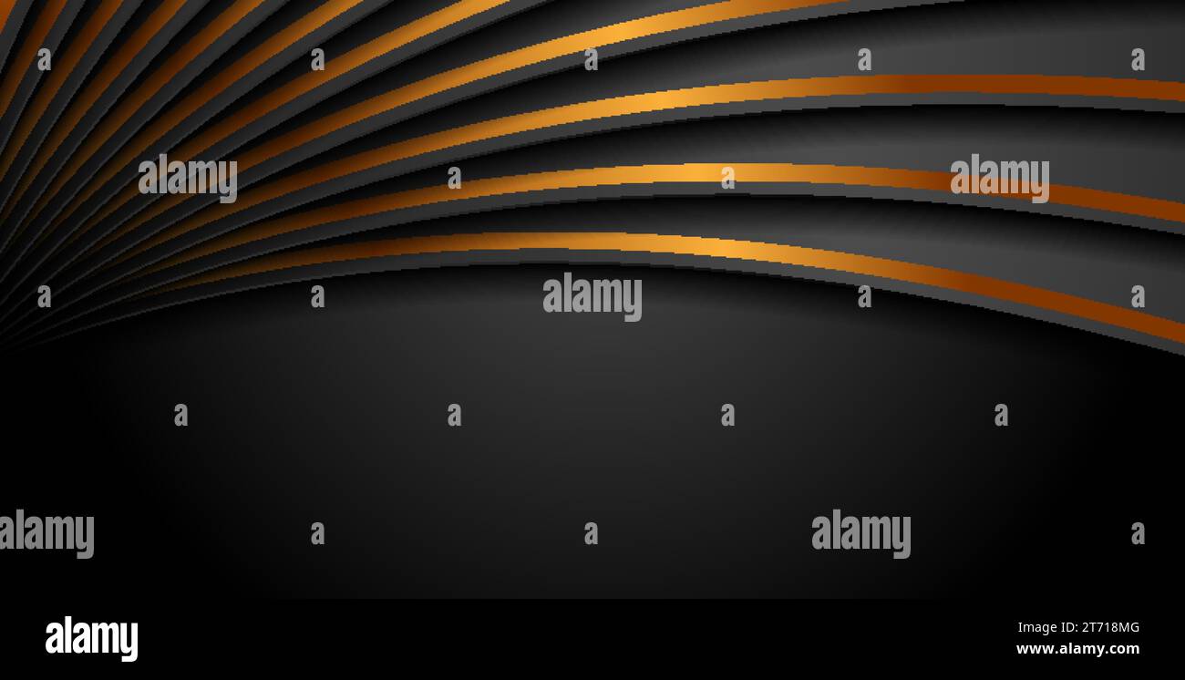 Black and golden waves abstract corporate background. Vector design Stock Vector
