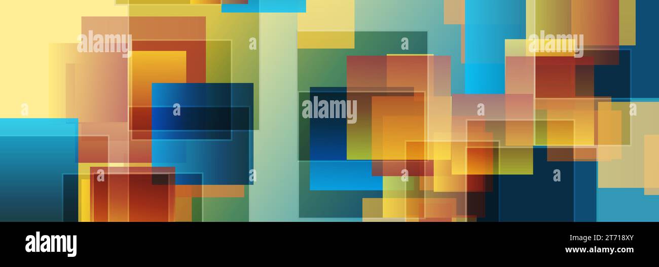 Colorful glossy squares abstract technology background. Vector banner design Stock Vector
