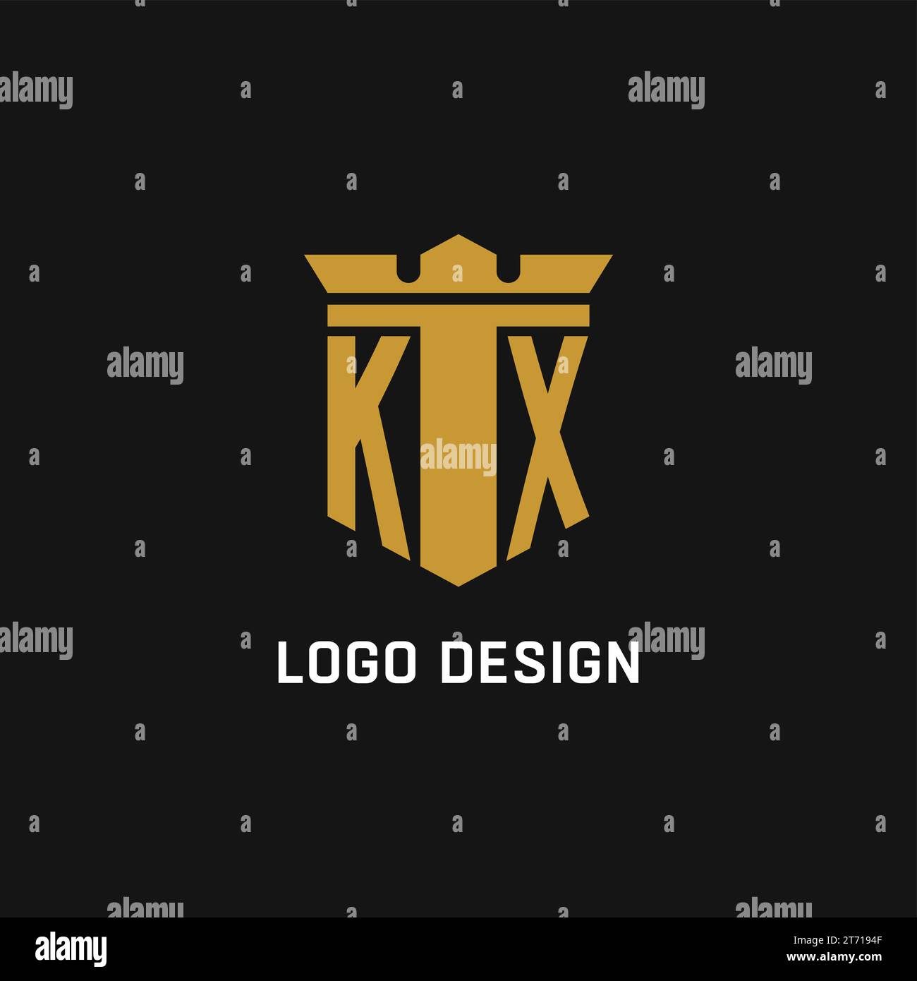 KX initial logo with shield and crown style design ideas Stock Vector ...