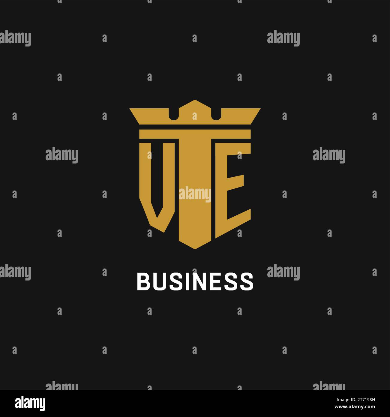 VE initial logo with shield and crown style design ideas Stock Vector