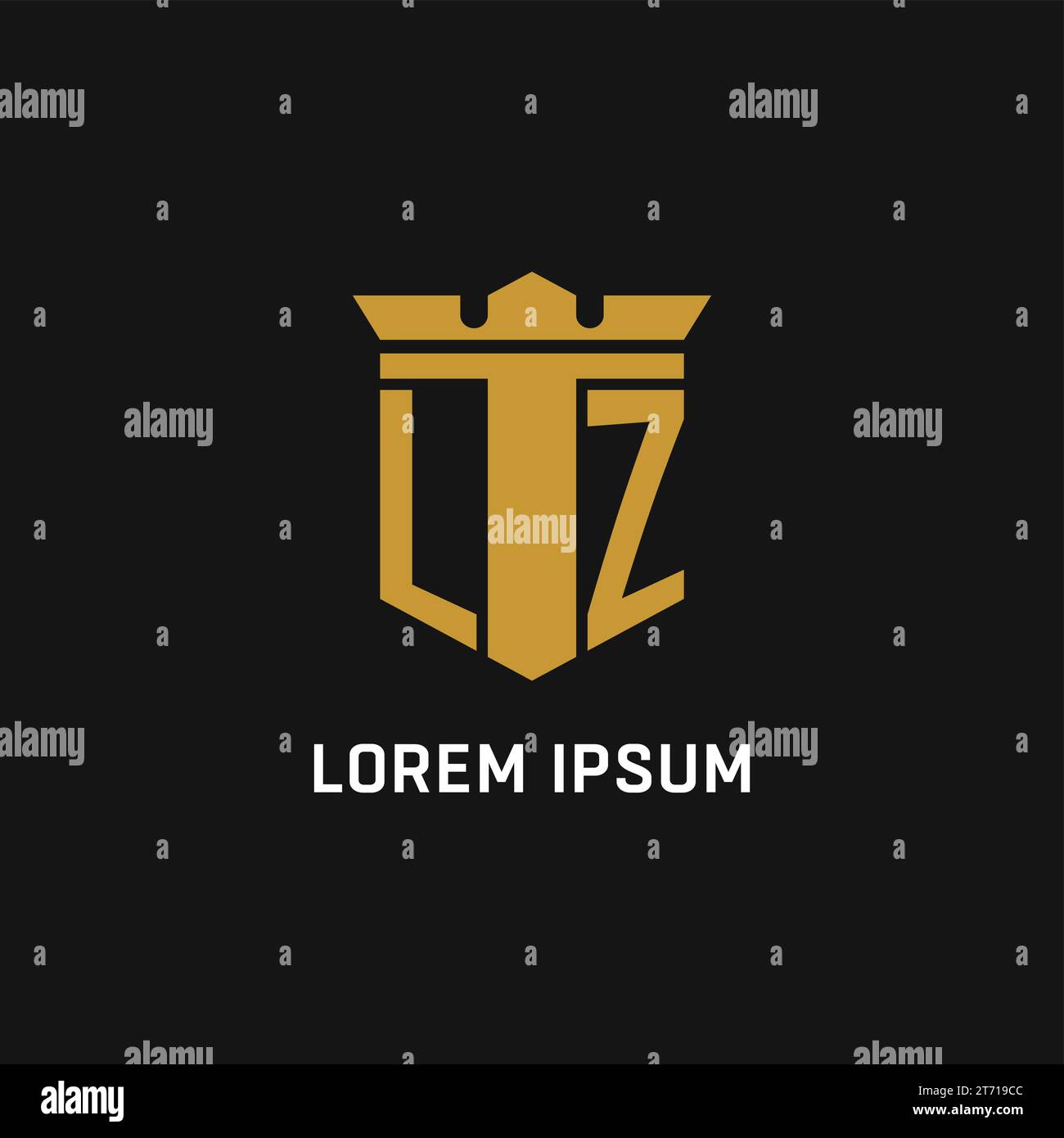 LZ initial logo with shield and crown style design ideas Stock Vector