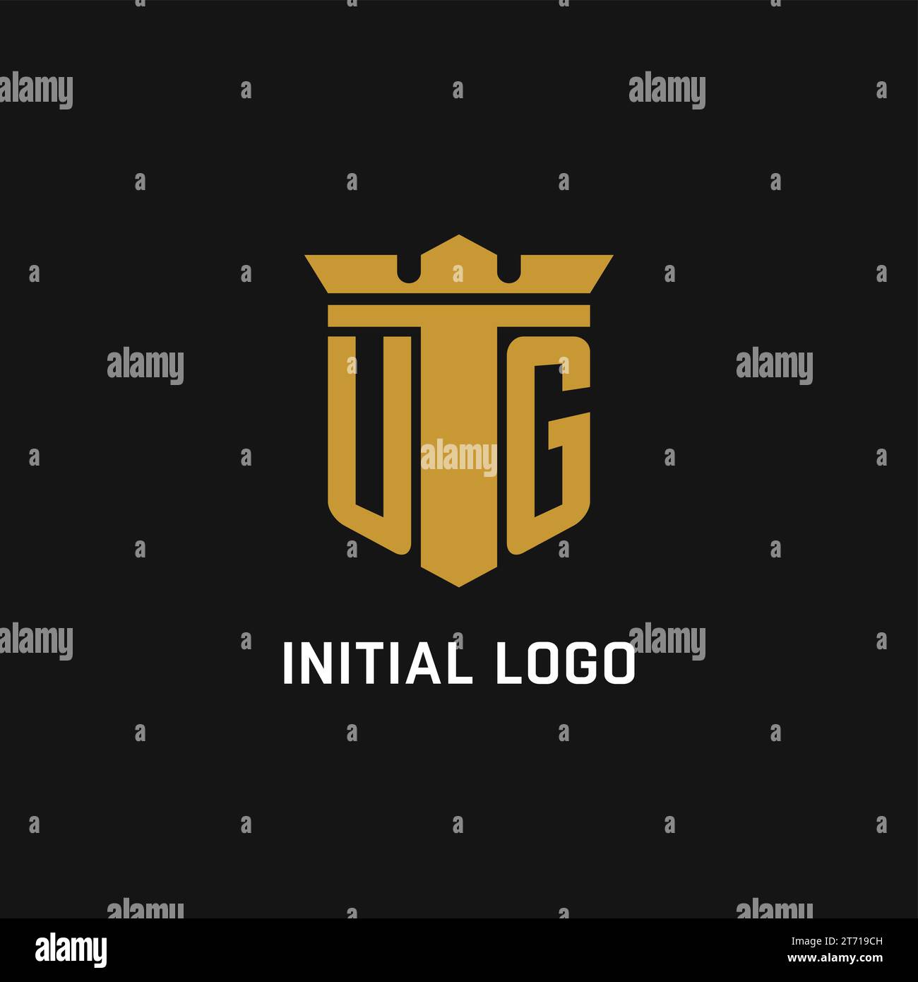 UG initial logo with shield and crown style design ideas Stock Vector