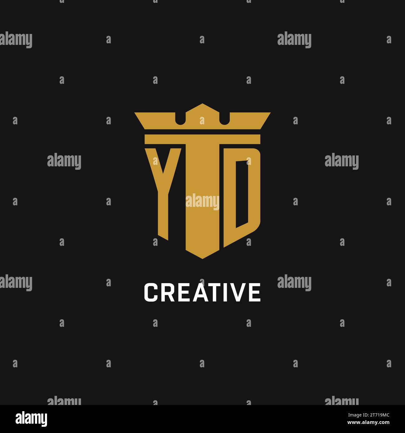 YD initial logo with shield and crown style design ideas Stock Vector