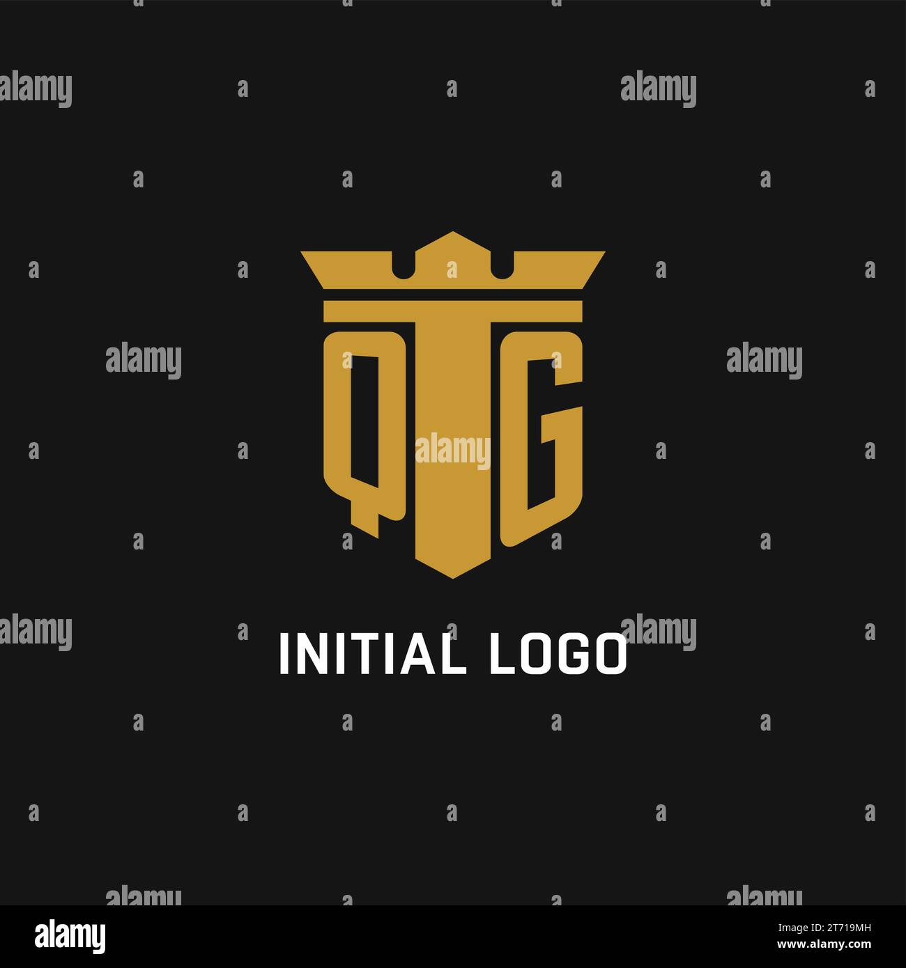 QG initial logo with shield and crown style design ideas Stock Vector