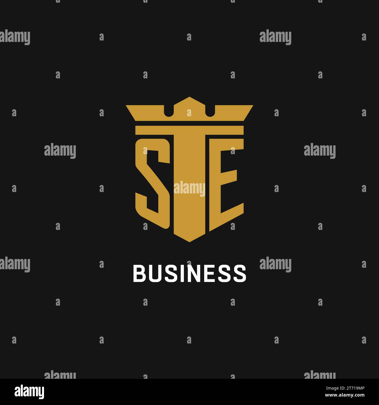 SE initial logo with shield and crown style design ideas Stock Vector