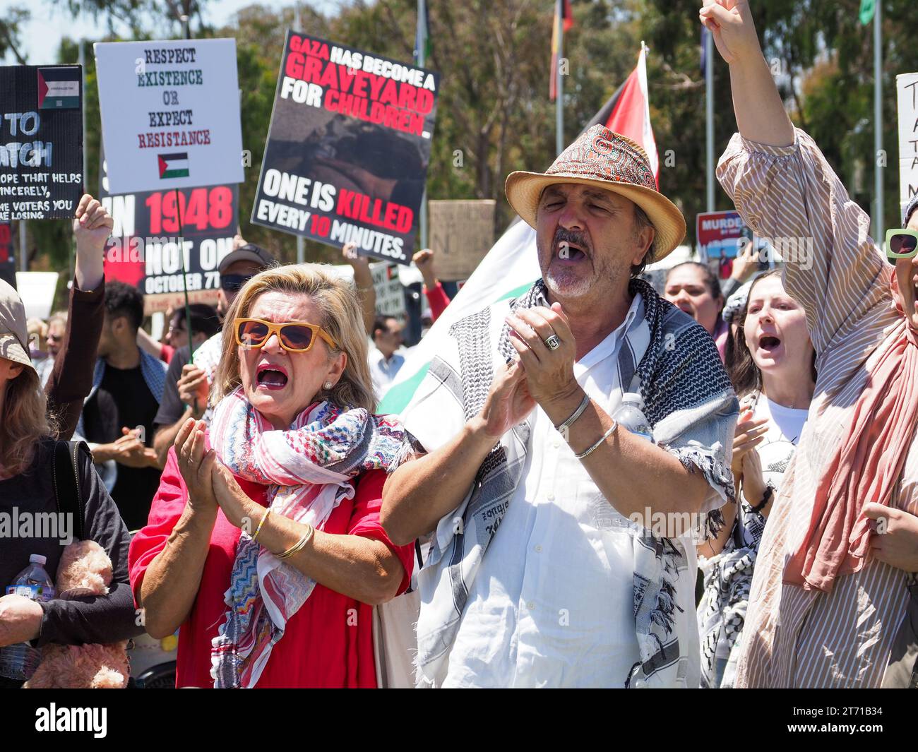 Australia, Canberra, 13th November 2023. Hundreds of protesters from ...