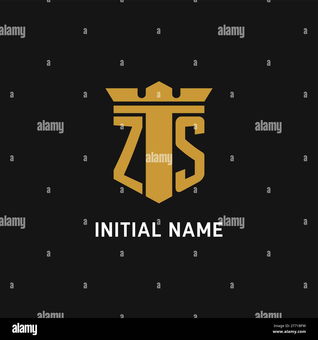 ZS initial logo with shield and crown style design ideas Stock Vector