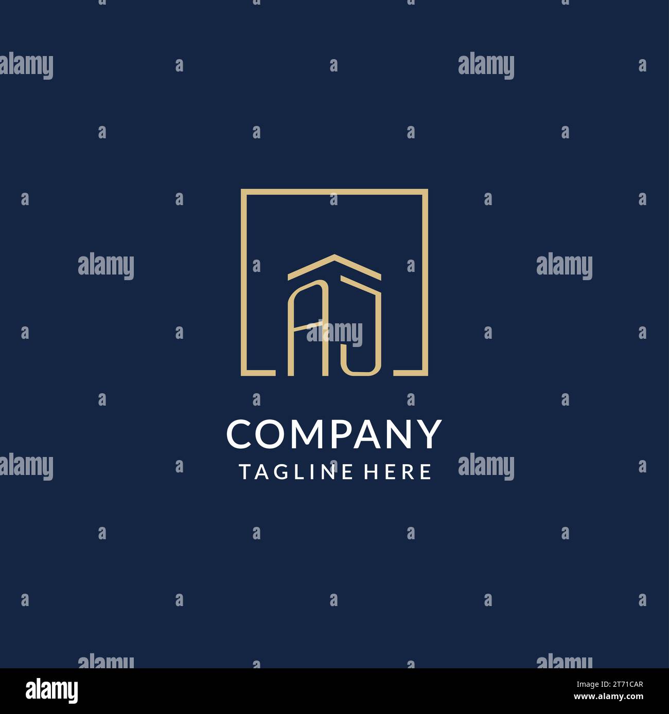 Initial AJ square lines logo, modern and luxury real estate logo design ...