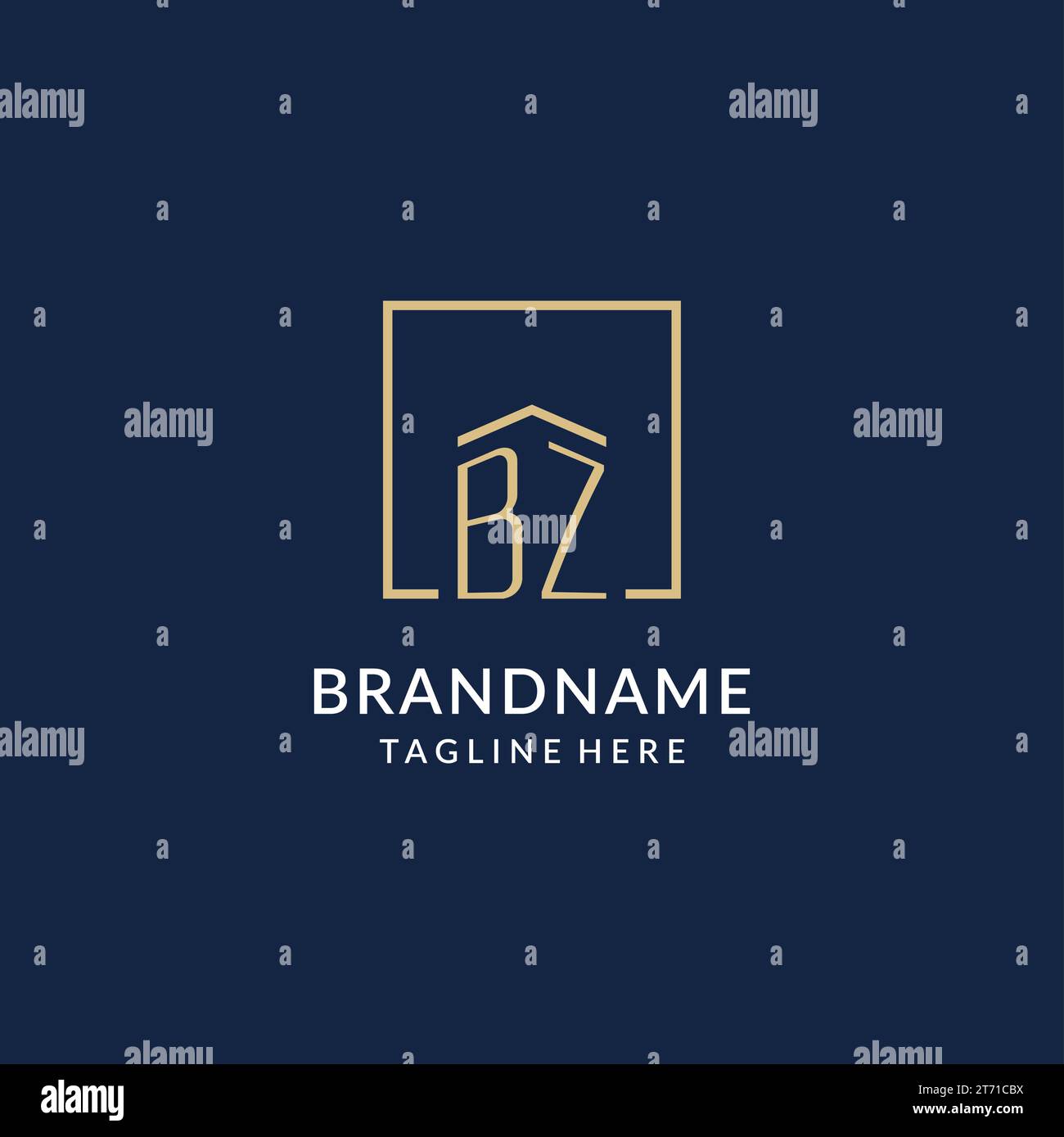 Initial BZ square lines logo, modern and luxury real estate logo design ...