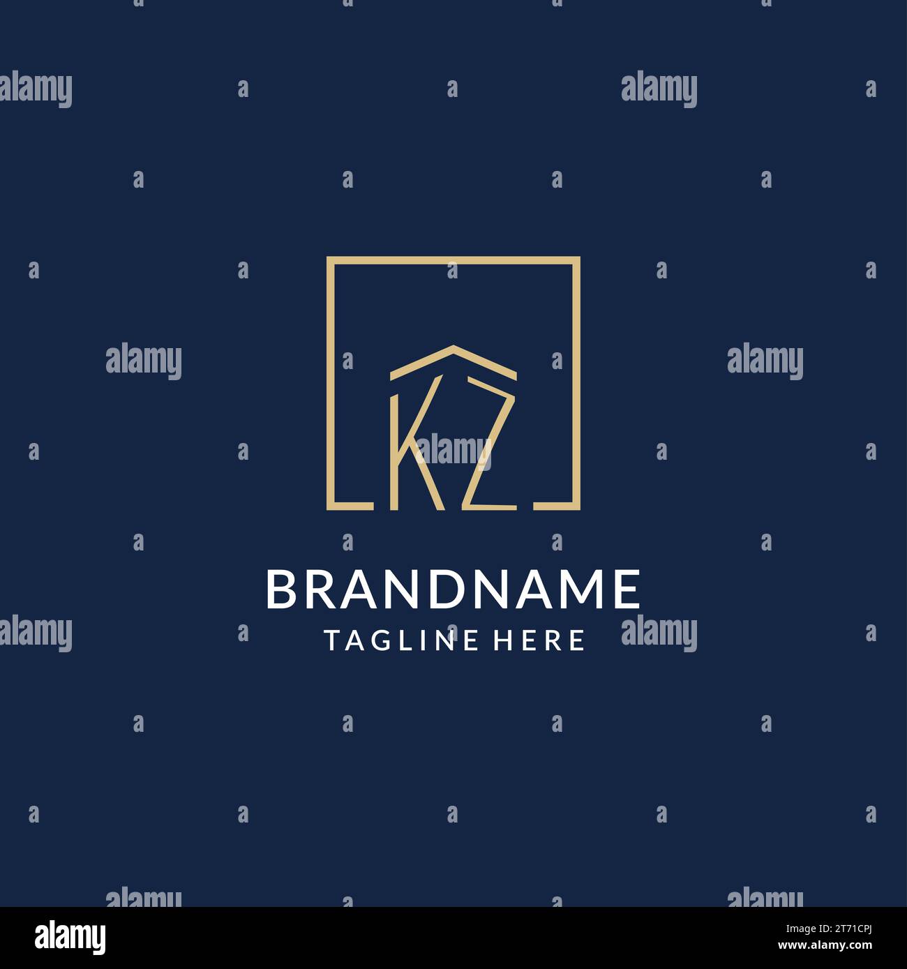 Initial KZ square lines logo, modern and luxury real estate logo design ...