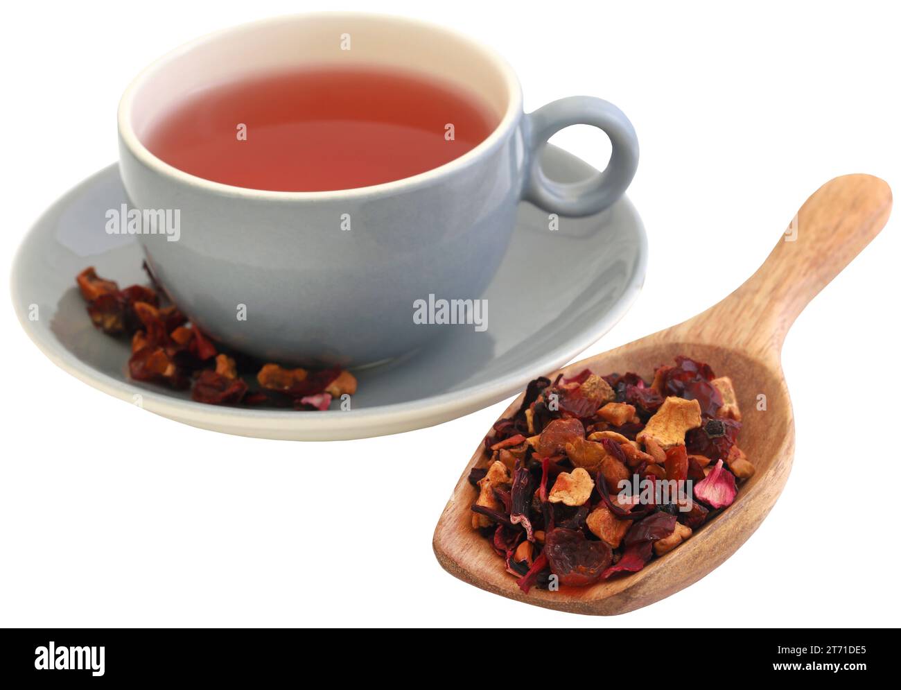 Herbal tea of roselle, rose hips and apple closeup and isolated Stock Photo