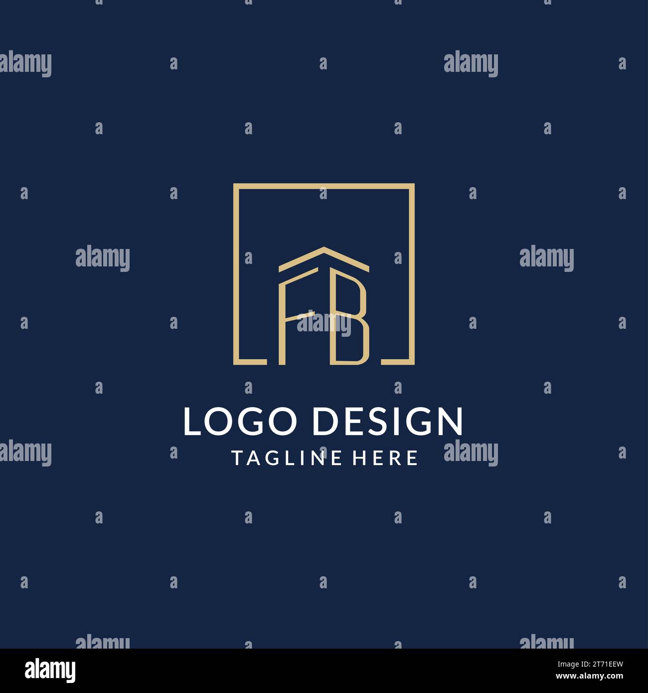 Initial FB square lines logo, modern and luxury real estate logo design ...