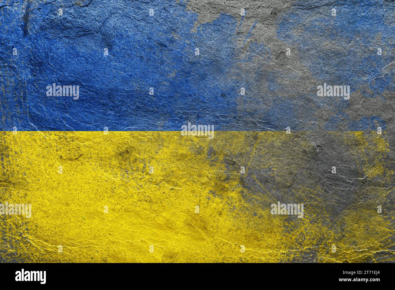 National flag of Ukraine painted on textured surface Stock Photo
