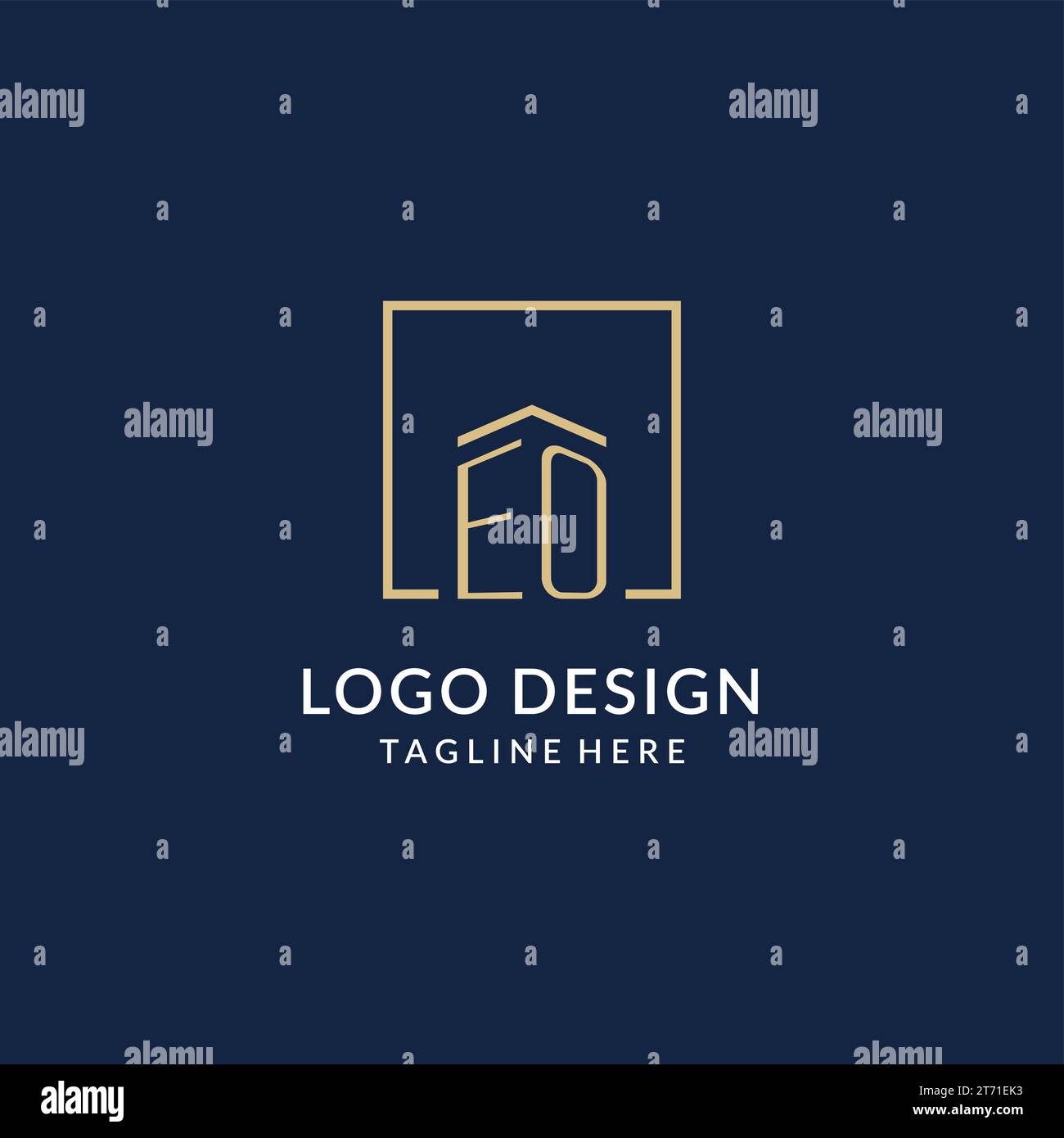 Initial EO square lines logo, modern and luxury real estate logo design